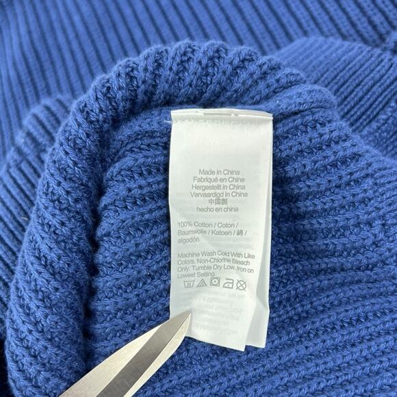 J.Crew Heritage Cotton Shaker-Stitch Crewneck Sweater Navy Size Large - Picture 6 of 7